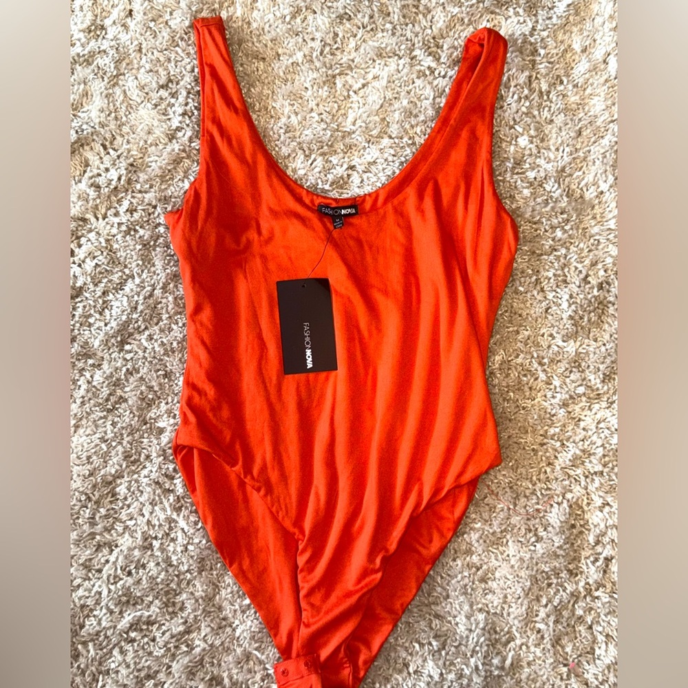 Fashion Nova Fiery Orange Bodysuit